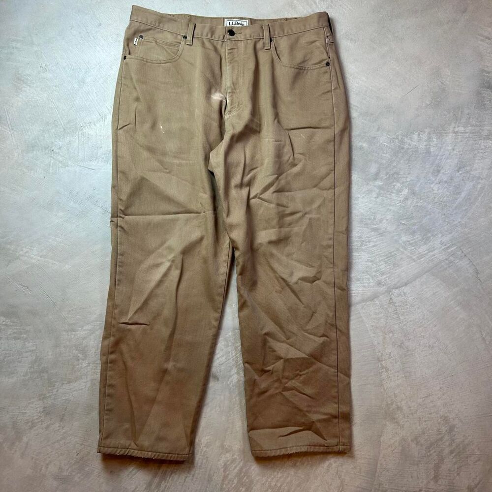 Llbean Men's Tan and Khaki Trousers